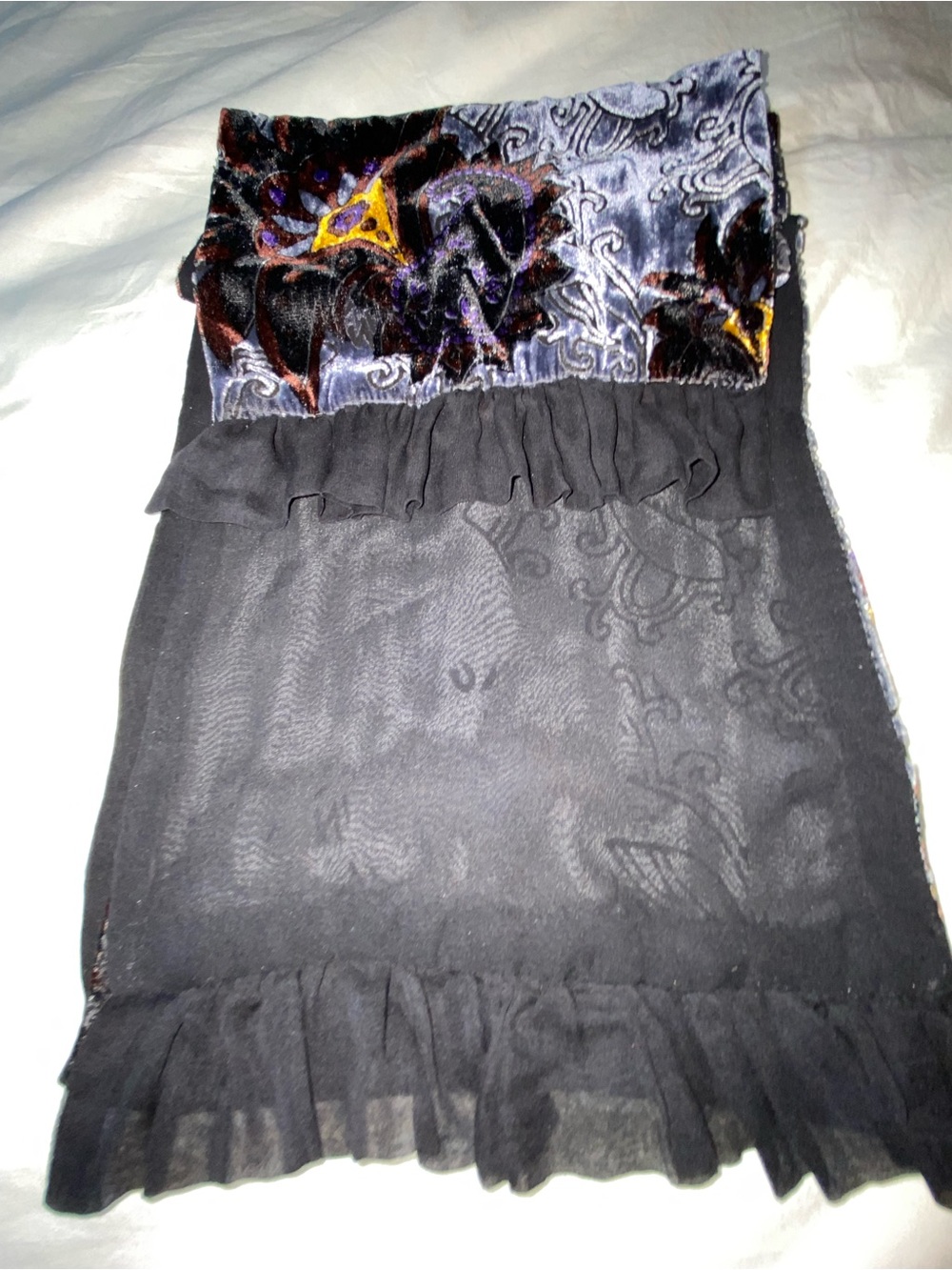 Black Ruffled Sheer Panel scarf